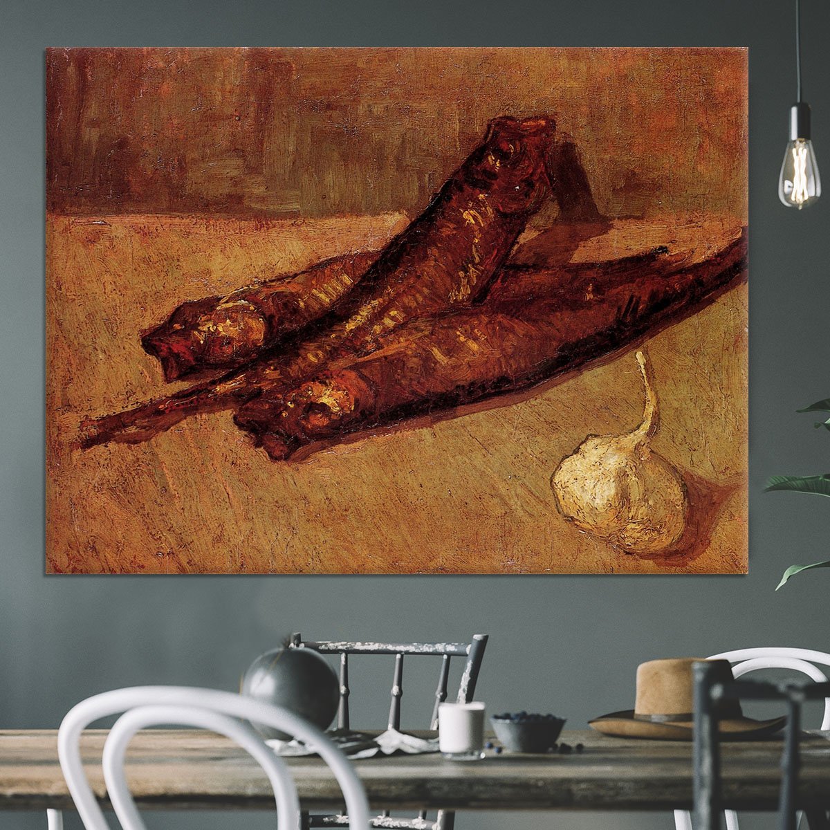 Still Life with Bloaters and Garlic by Van Gogh Canvas Print or Poster