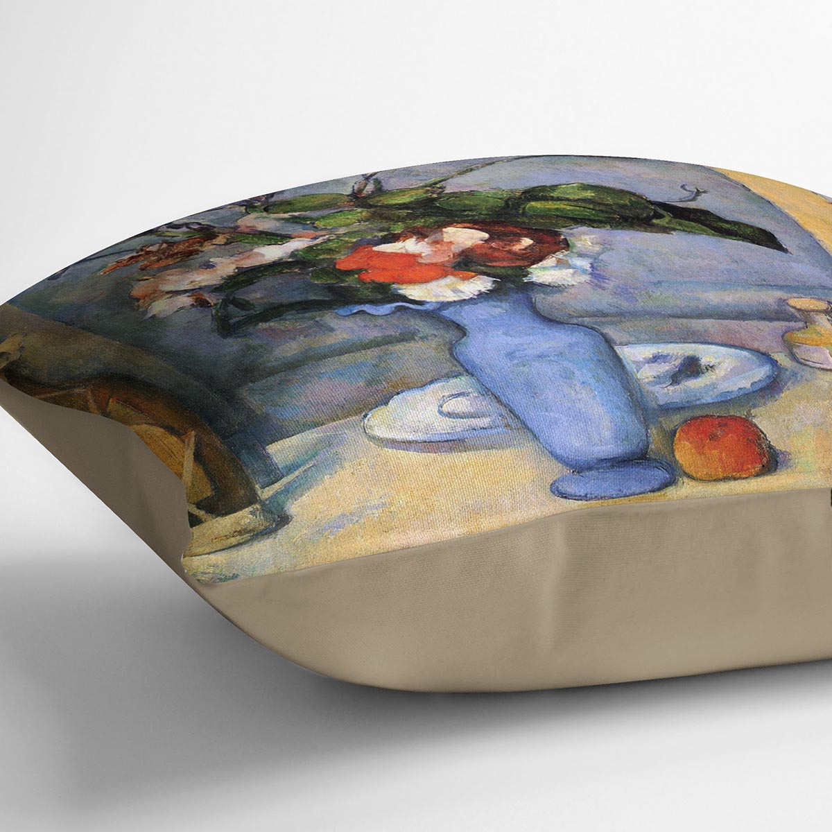 Still Life with Blue vase by Cezanne Cushion - Canvas Art Rocks - 2