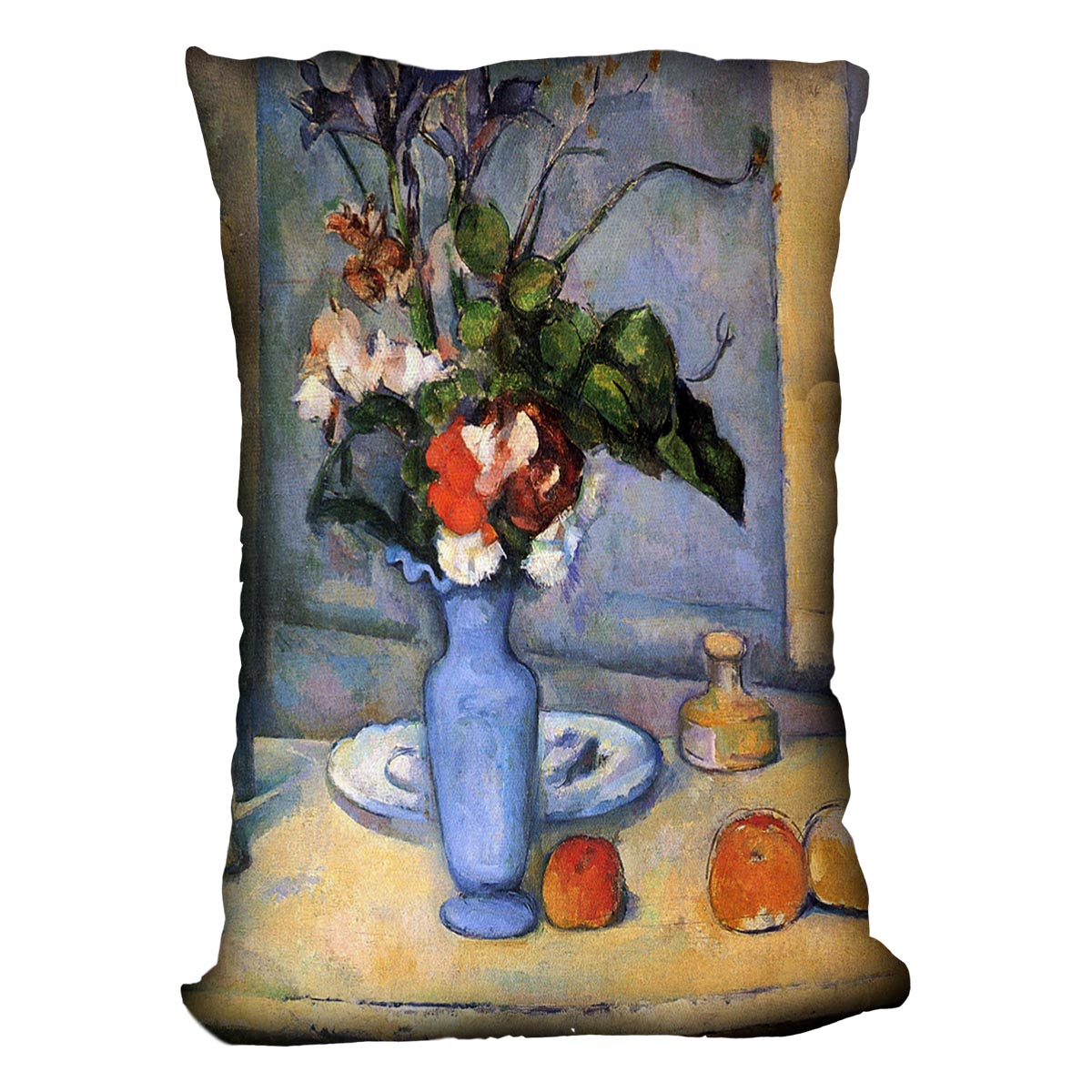Still Life with Blue vase by Cezanne Cushion - Canvas Art Rocks - 4