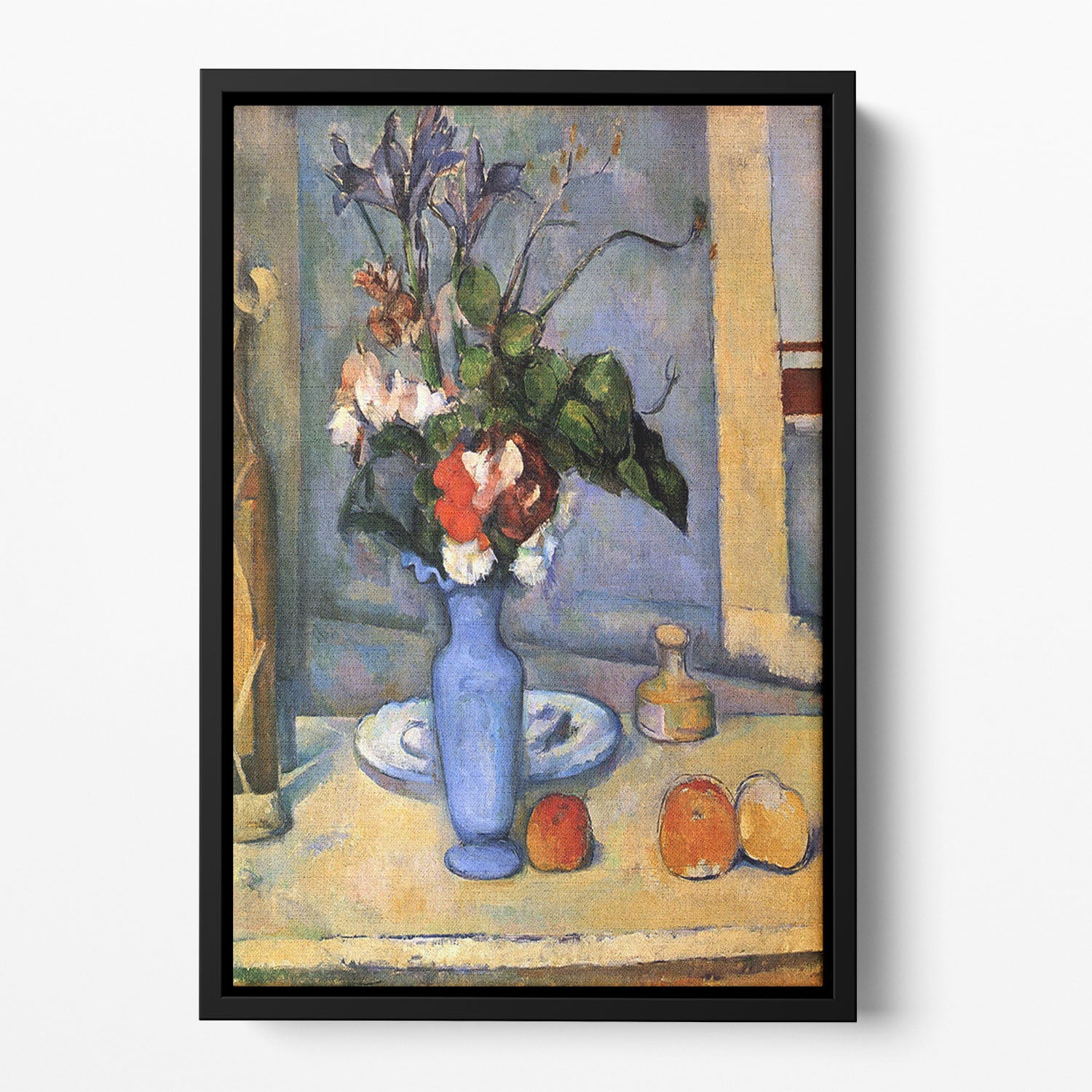 Still Life with Blue vase by Cezanne Floating Framed Canvas - Canvas Art Rocks - 2