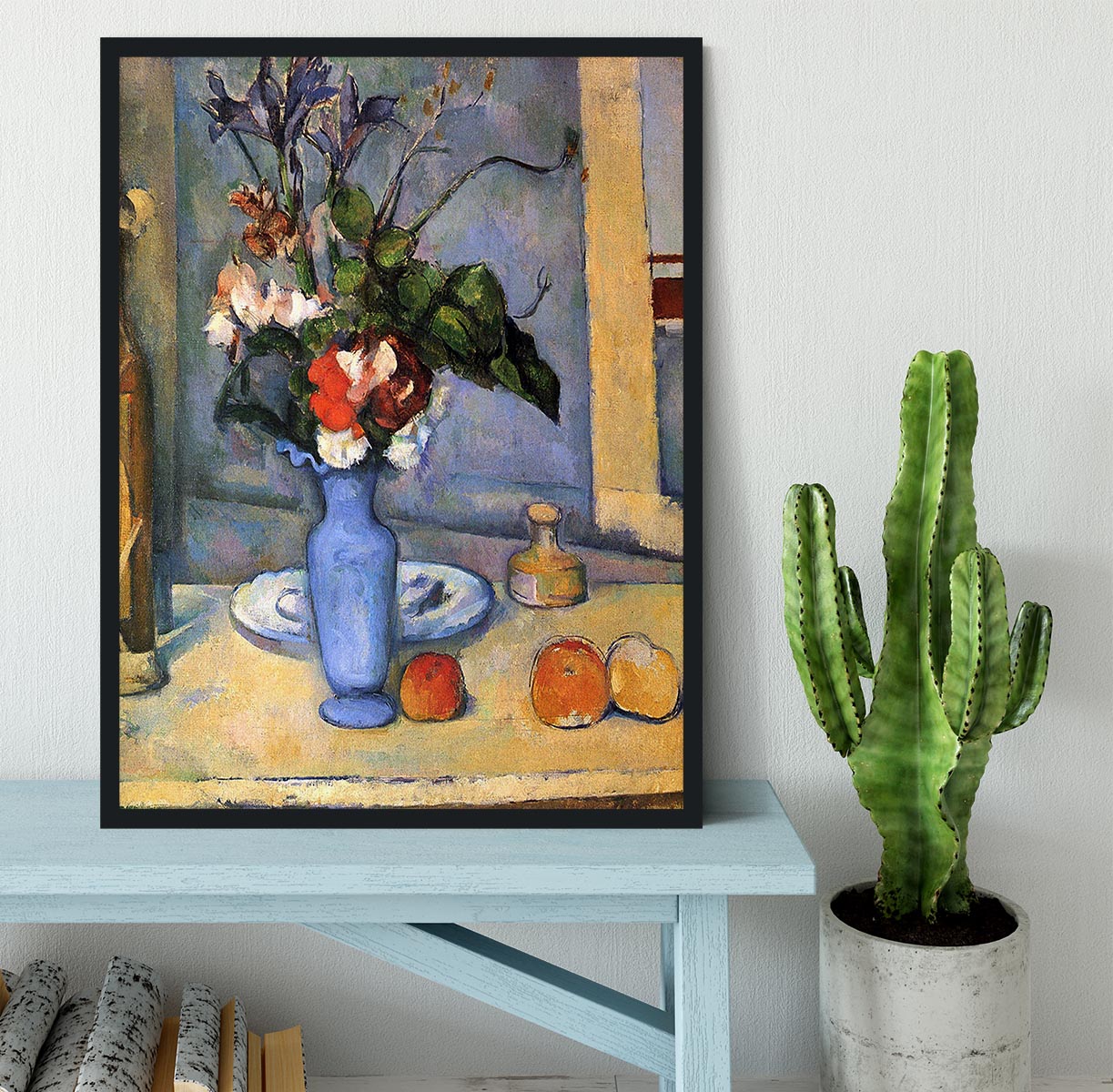 Still Life with Blue vase by Cezanne Framed Print - Canvas Art Rocks - 2