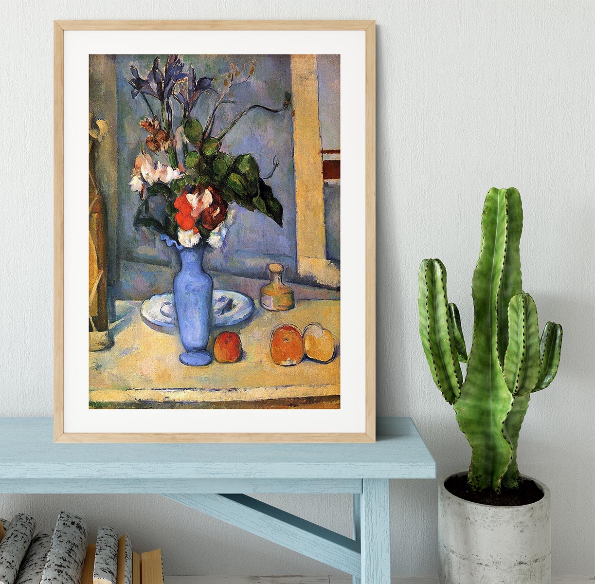 Still Life with Blue vase by Cezanne Framed Print - Canvas Art Rocks - 3