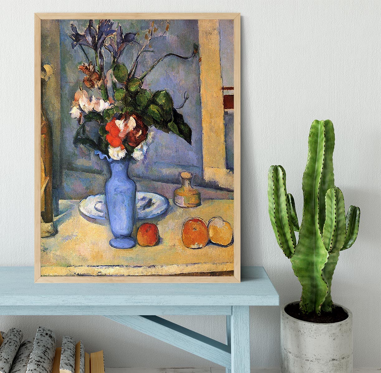 Still Life with Blue vase by Cezanne Framed Print - Canvas Art Rocks - 4