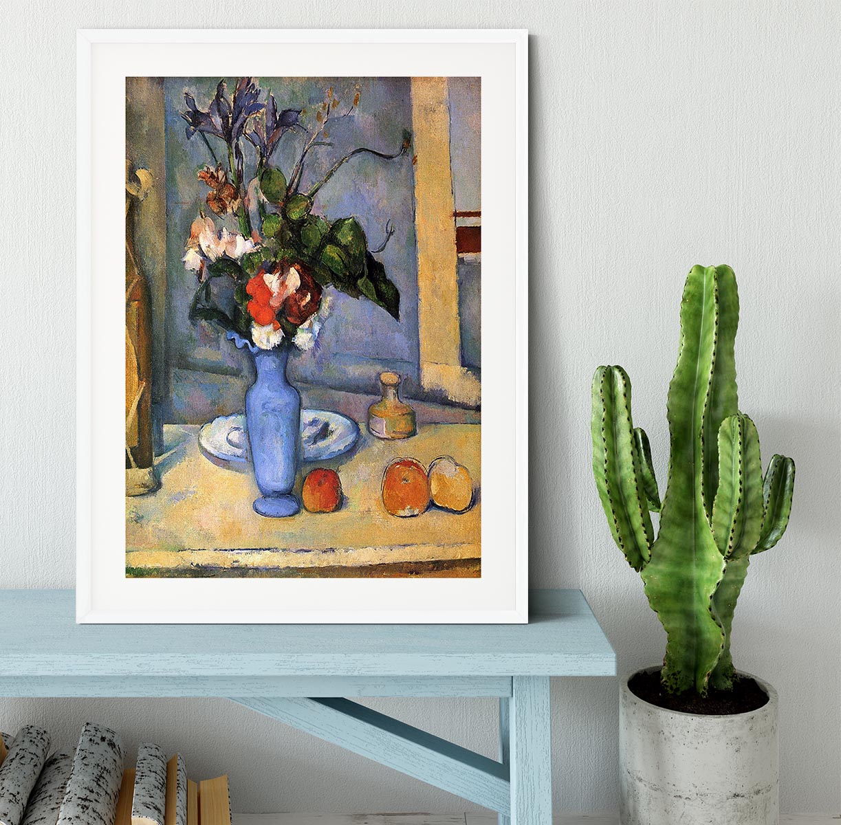 Still Life with Blue vase by Cezanne Framed Print - Canvas Art Rocks - 5