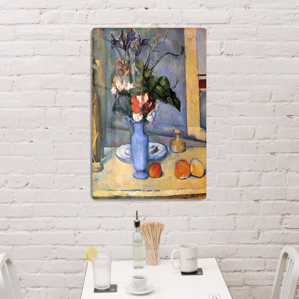 Still Life with Blue vase by Cezanne Acrylic Block - Canvas Art Rocks - 3