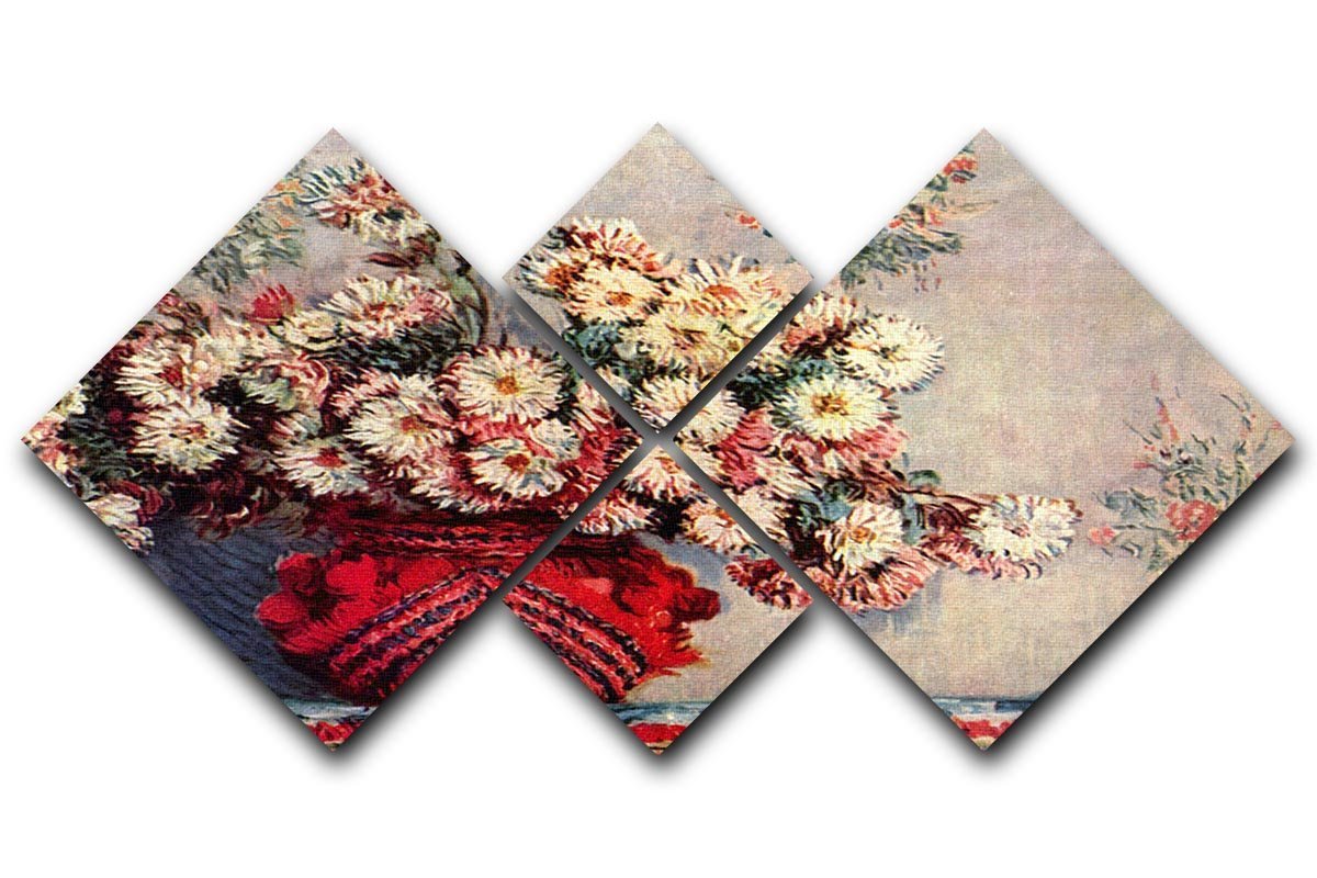 Still Life with Chrysanthemums by Monet 4 Square Multi Panel Canvas  - Canvas Art Rocks - 1