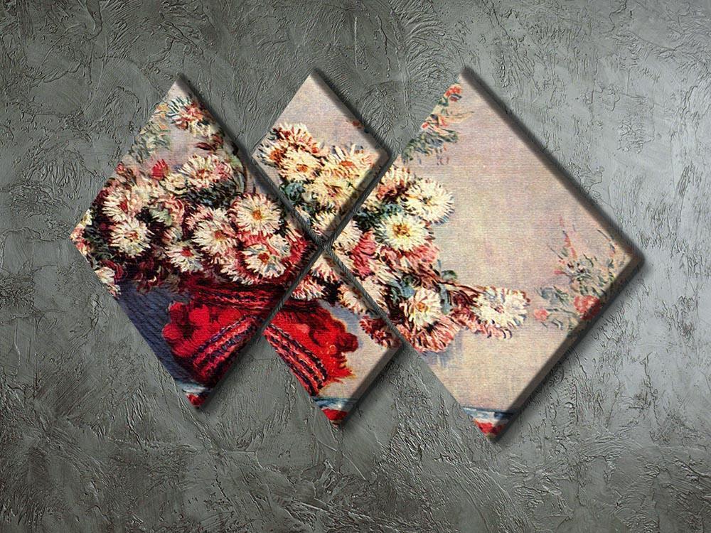 Still Life with Chrysanthemums by Monet 4 Square Multi Panel Canvas - Canvas Art Rocks - 2