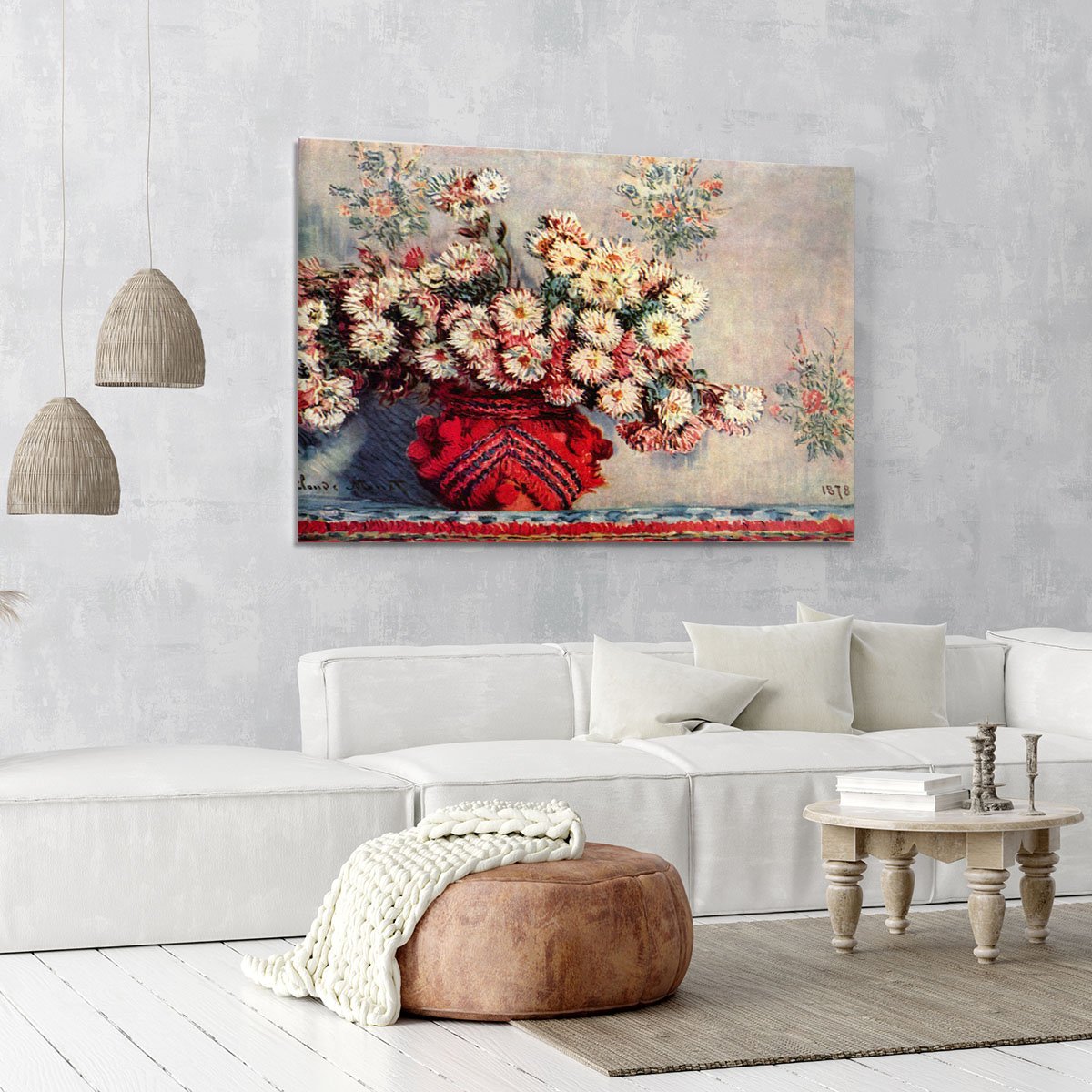 Still Life with Chrysanthemums by Monet Canvas Print or Poster