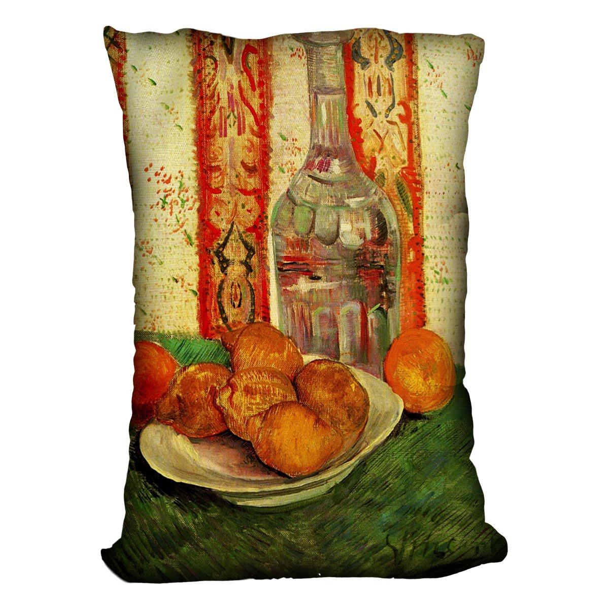Still Life with Decanter and Lemons on a Plate by Van Gogh Throw Pillow