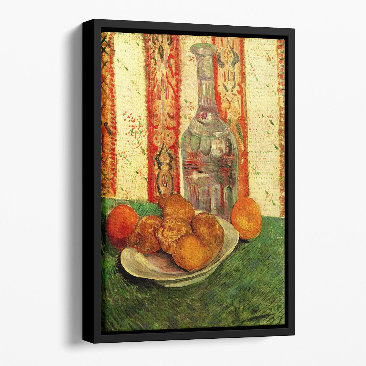 Still Life with Decanter and Lemons on a Plate by Van Gogh Floating Framed Canvas