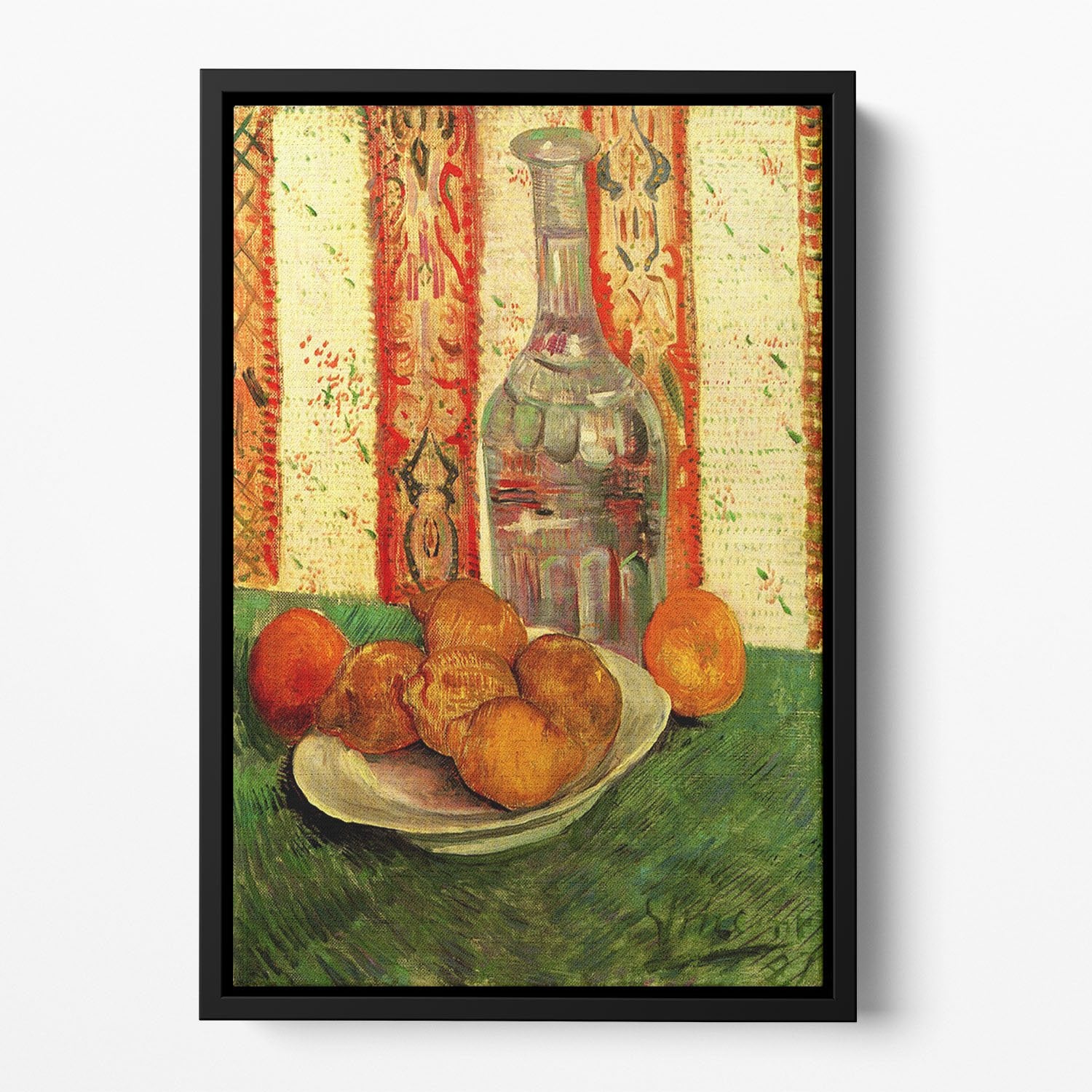 Still Life with Decanter and Lemons on a Plate by Van Gogh Floating Framed Canvas