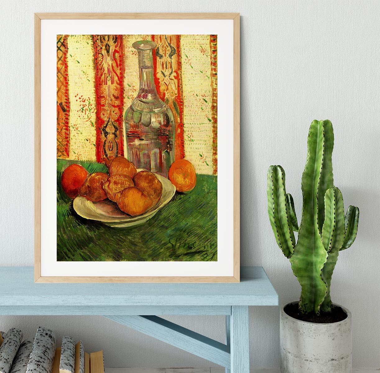Still Life with Decanter and Lemons on a Plate by Van Gogh Framed Print - Canvas Art Rocks - 3