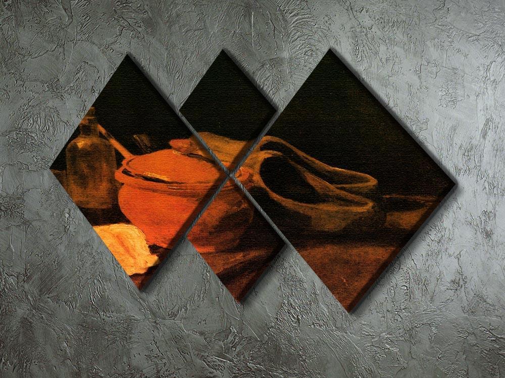 Still Life with Earthenware Bottle and Clogs by Van Gogh 4 Square Multi Panel Canvas - Canvas Art Rocks - 2