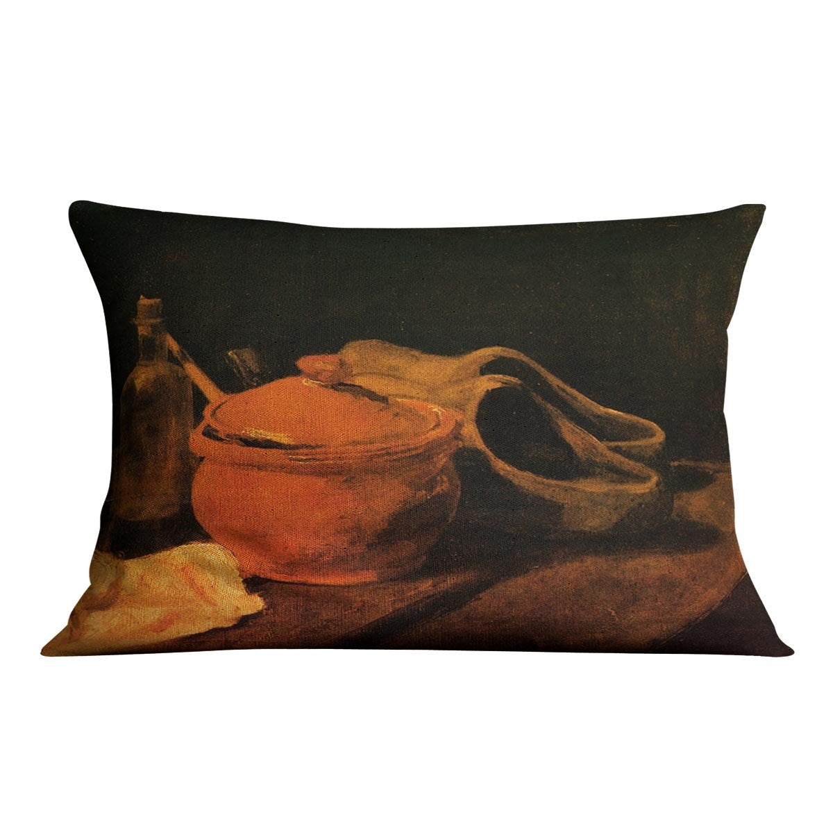 Still Life with Earthenware Bottle and Clogs by Van Gogh Throw Pillow