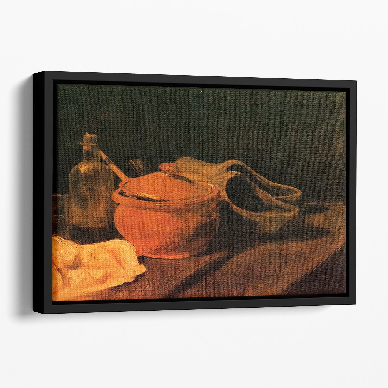 Still Life with Earthenware Bottle and Clogs by Van Gogh Floating Framed Canvas