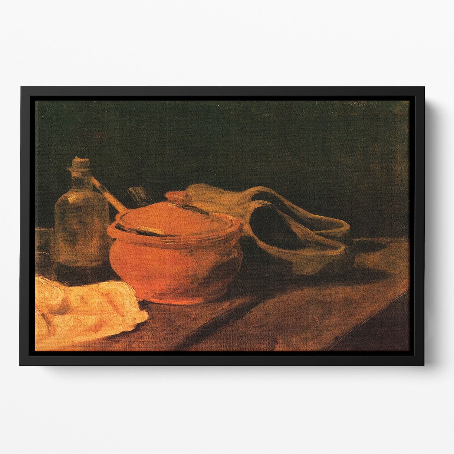 Still Life with Earthenware Bottle and Clogs by Van Gogh Floating Framed Canvas
