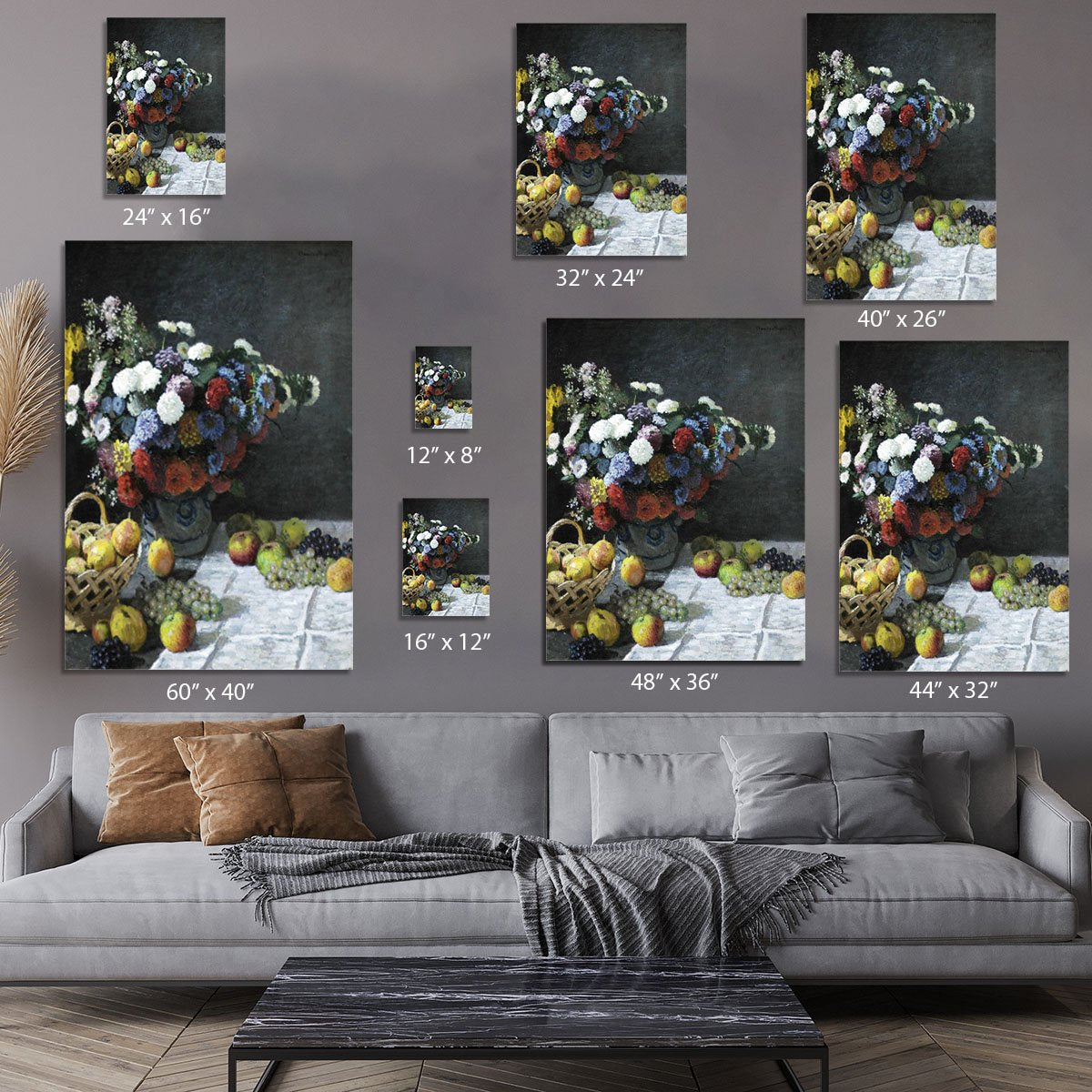 Still Life with Flowers and Fruits by Monet Canvas Print or Poster