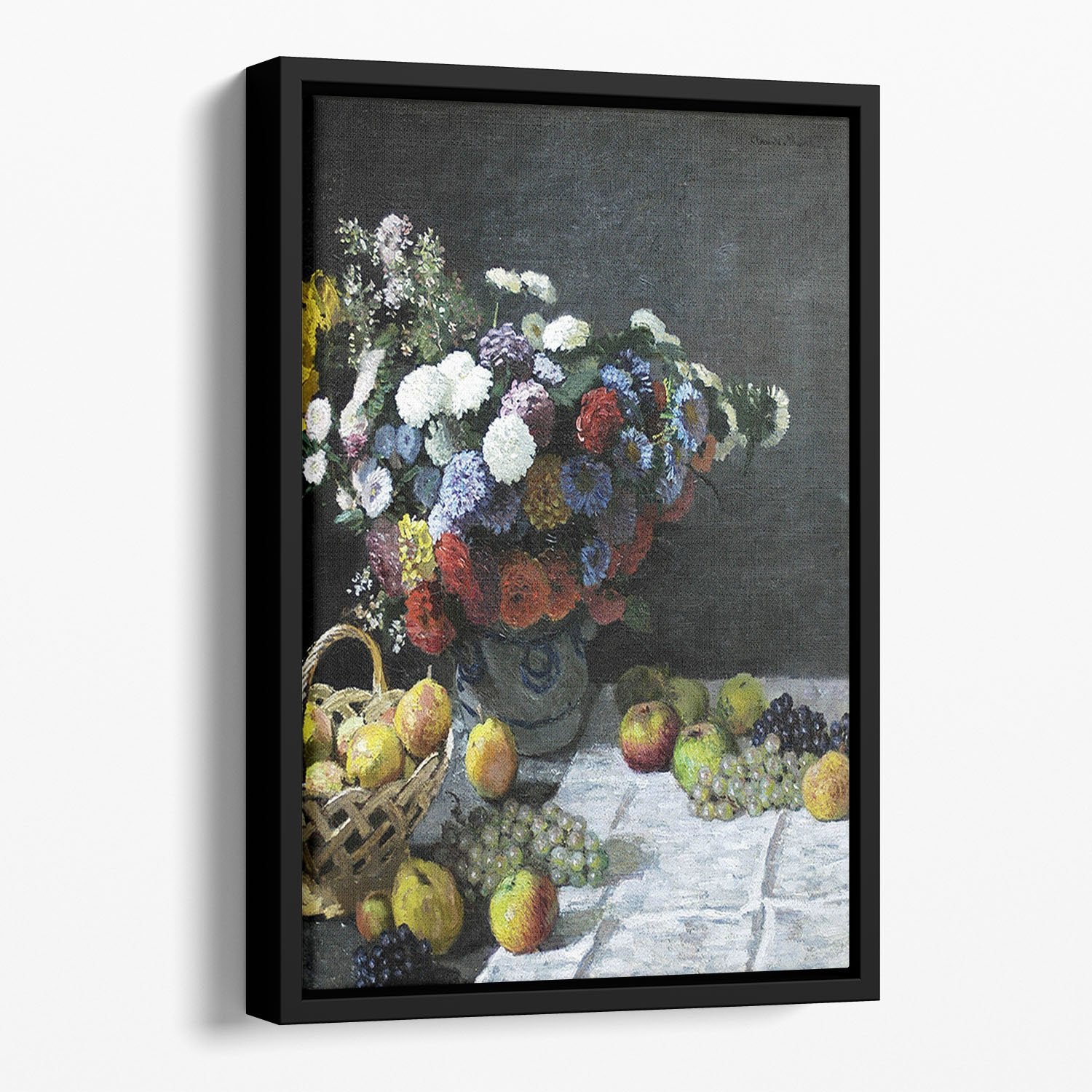 Still Life with Flowers and Fruits by Monet Floating Framed Canvas