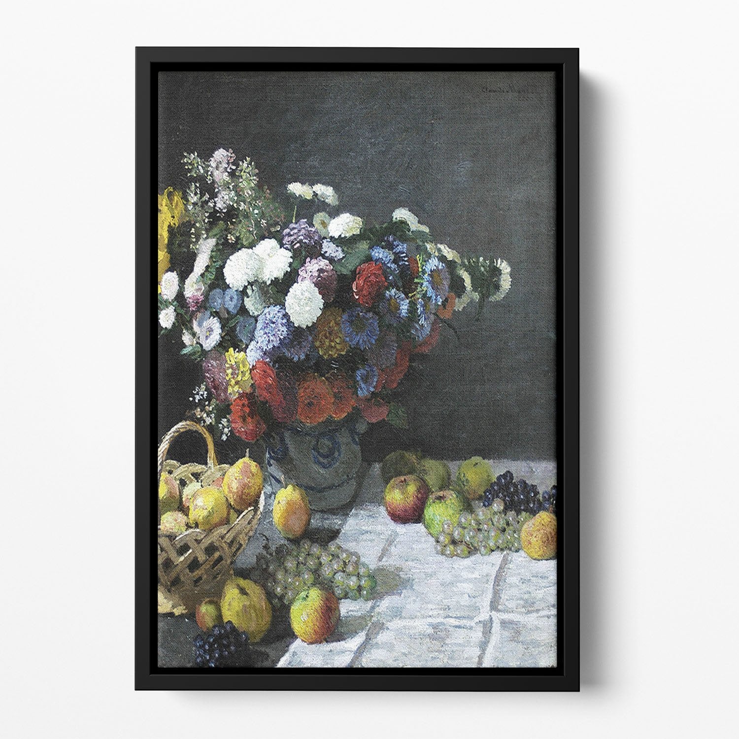 Still Life with Flowers and Fruits by Monet Floating Framed Canvas