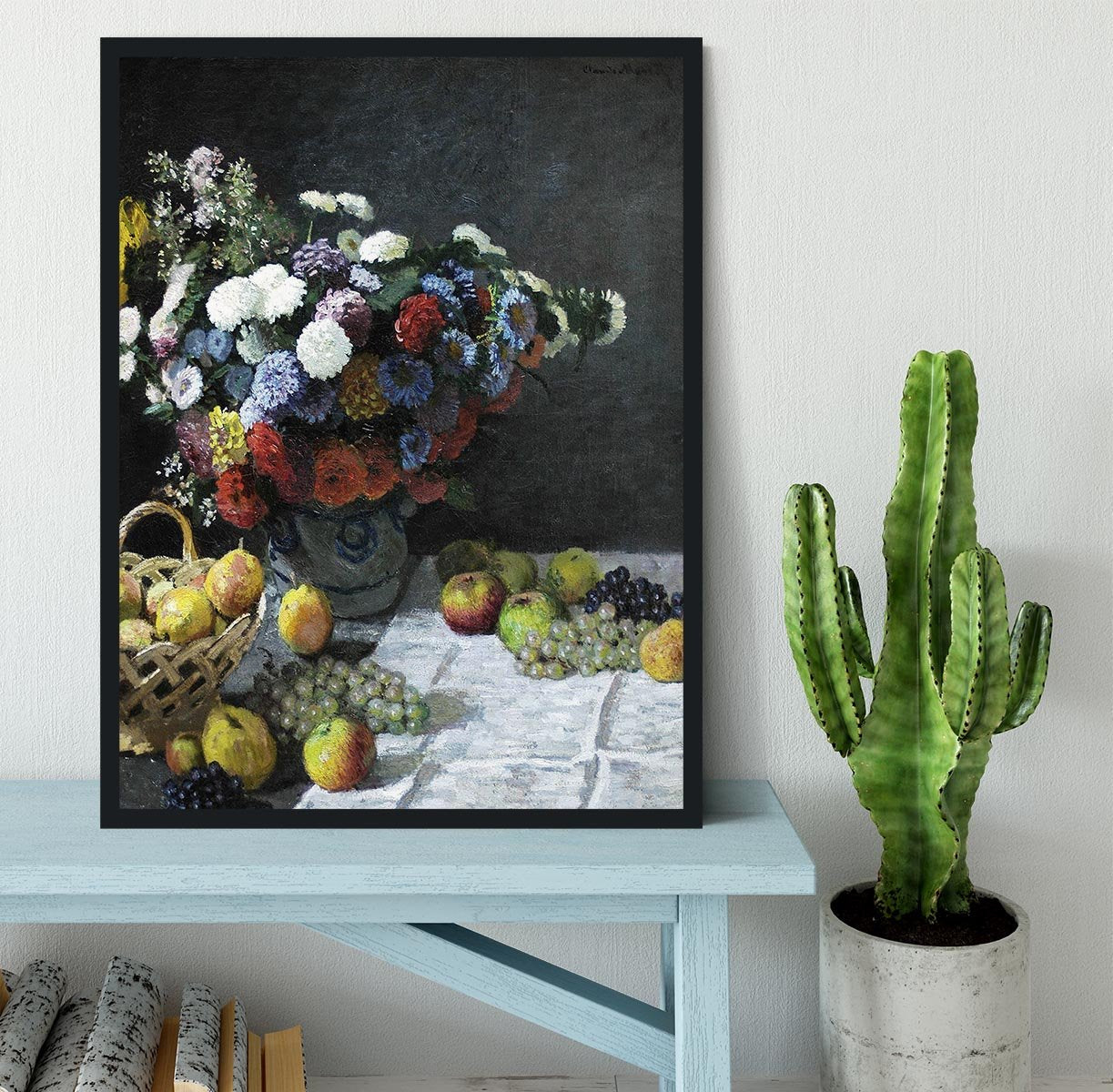 Still Life with Flowers and Fruits by Monet Framed Print - Canvas Art Rocks - 2