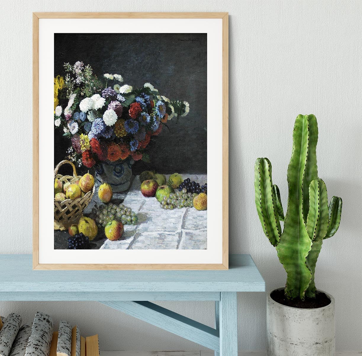 Still Life with Flowers and Fruits by Monet Framed Print - Canvas Art Rocks - 3