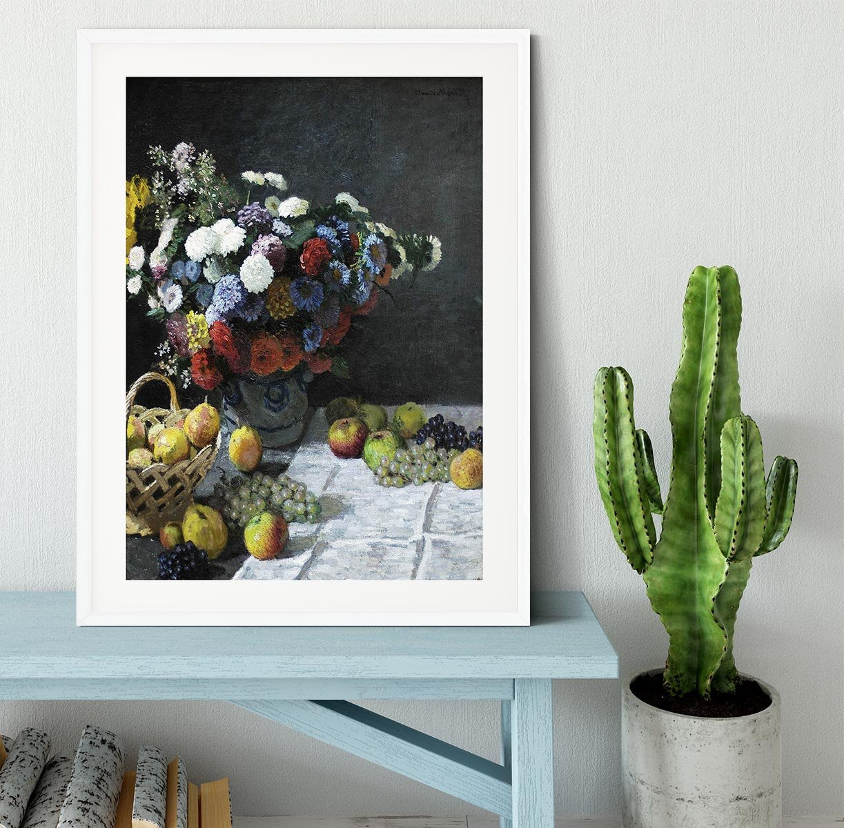 Still Life with Flowers and Fruits by Monet Framed Print - Canvas Art Rocks - 5