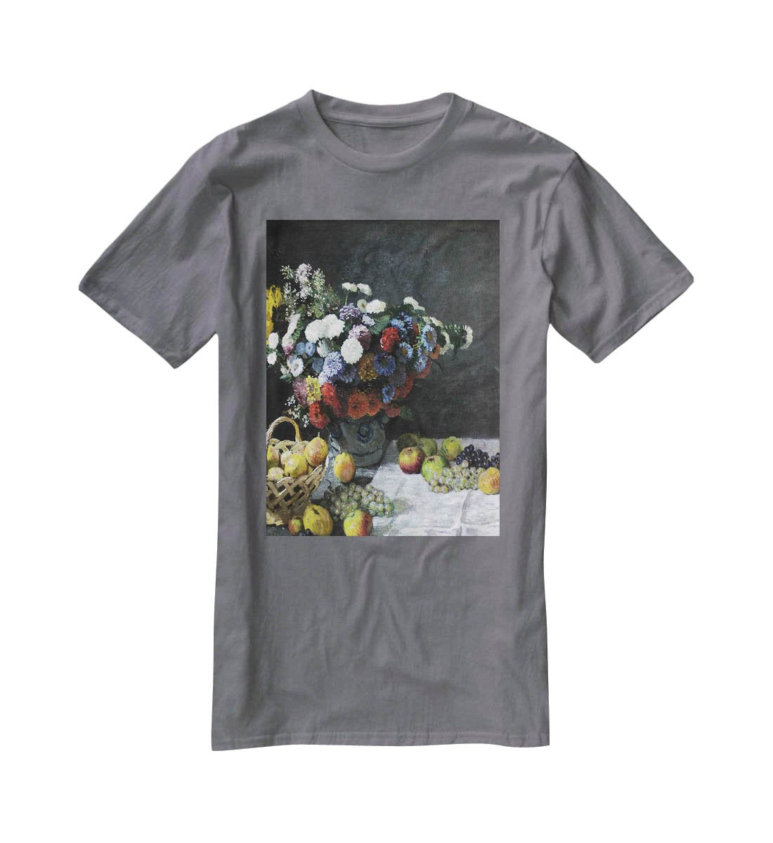 Still Life with Flowers and Fruits by Monet T-Shirt - Canvas Art Rocks - 3