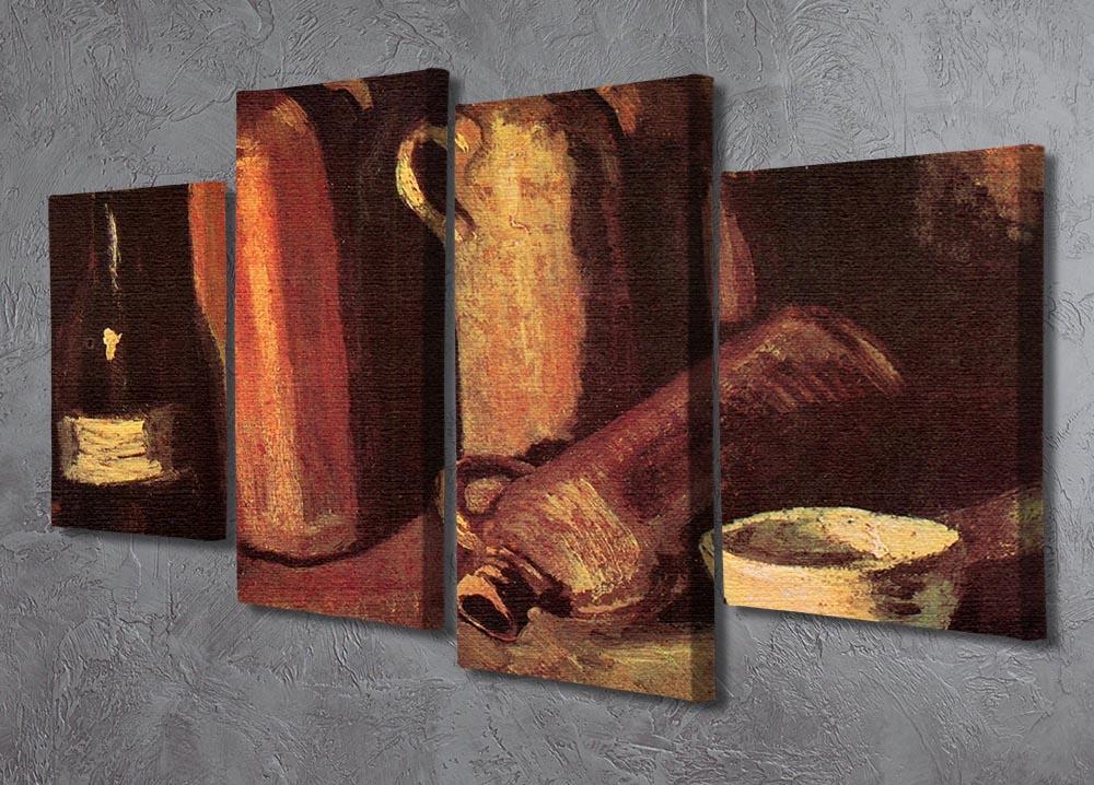 Still Life with Four Stone Bottles Flask and White Cup by Van Gogh 4 Split Panel Canvas - Canvas Art Rocks - 2