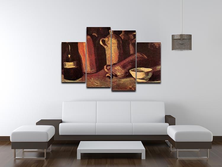 Still Life with Four Stone Bottles Flask and White Cup by Van Gogh 4 Split Panel Canvas - Canvas Art Rocks - 3