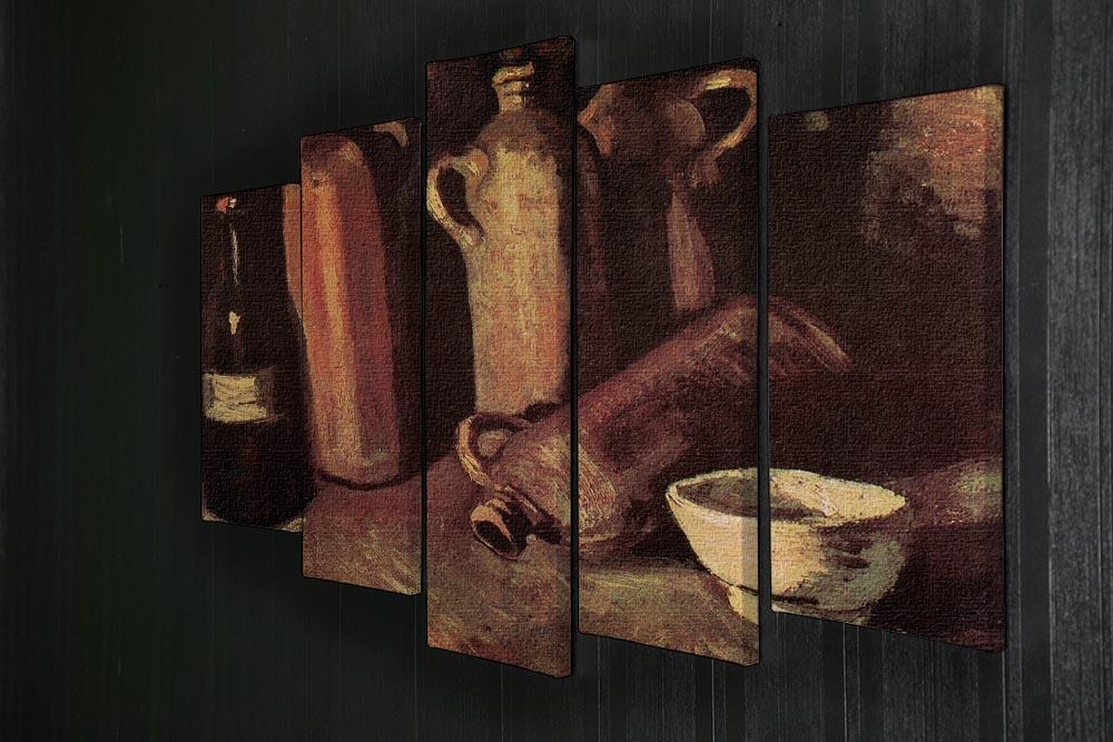 Still Life with Four Stone Bottles Flask and White Cup by Van Gogh 5 Split Panel Canvas - Canvas Art Rocks - 2
