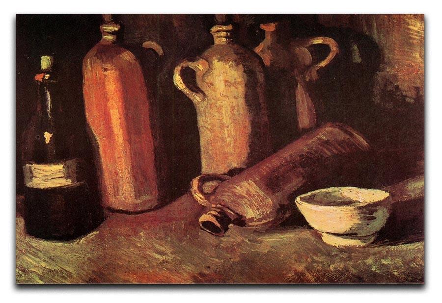 Still Life with Four Stone Bottles Flask and White Cup by Van Gogh Canvas Print & Poster  - Canvas Art Rocks - 1