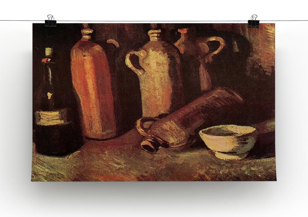 Still Life with Four Stone Bottles Flask and White Cup by Van Gogh Canvas Print & Poster - Canvas Art Rocks - 2
