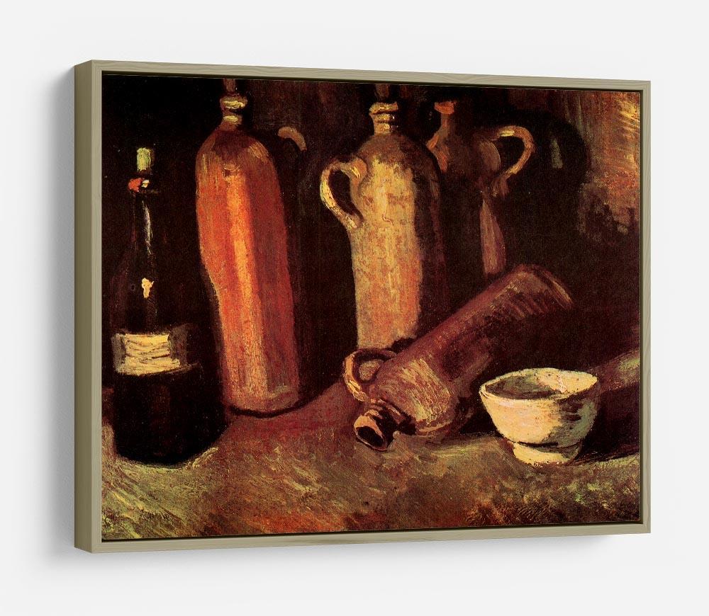 Still Life with Four Stone Bottles Flask and White Cup by Van Gogh HD Metal Print