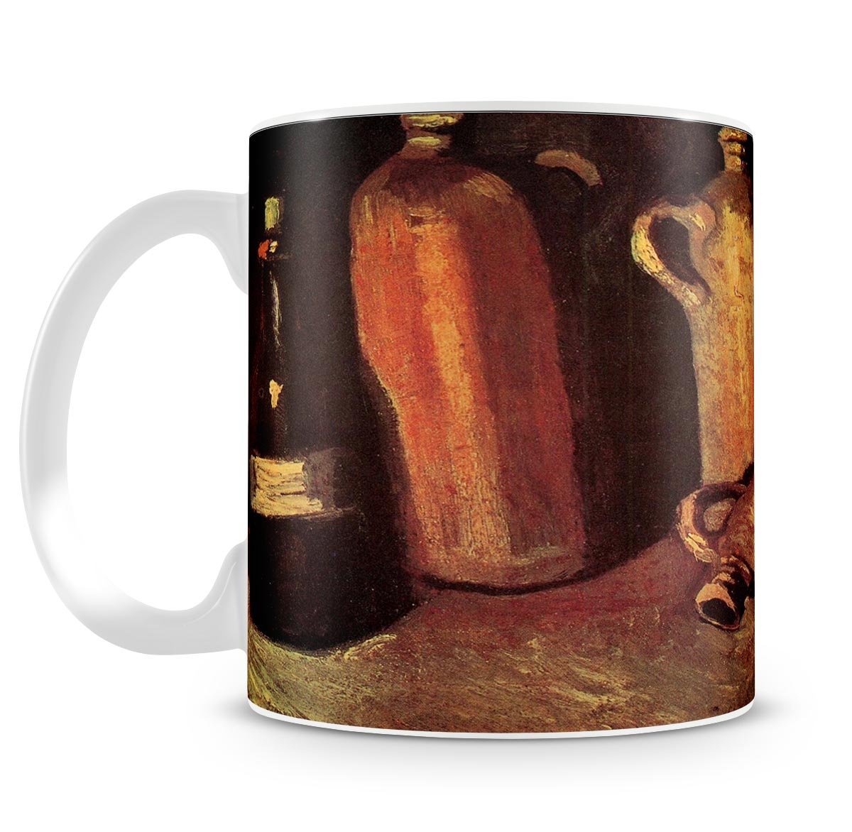 Still Life with Four Stone Bottles Flask and White Cup by Van Gogh Mug - Canvas Art Rocks - 4
