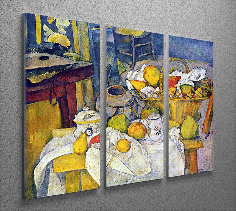 Still Life with Fruit Basket by Cezanne 3 Split Panel Canvas Print - Canvas Art Rocks - 2