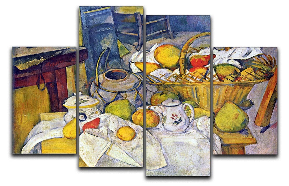 Still Life with Fruit Basket by Cezanne 4 Split Panel Canvas - Canvas Art Rocks - 1
