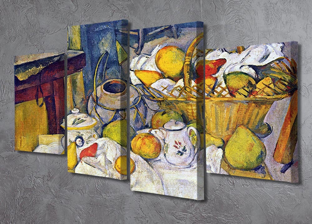 Still Life with Fruit Basket by Cezanne 4 Split Panel Canvas - Canvas Art Rocks - 2