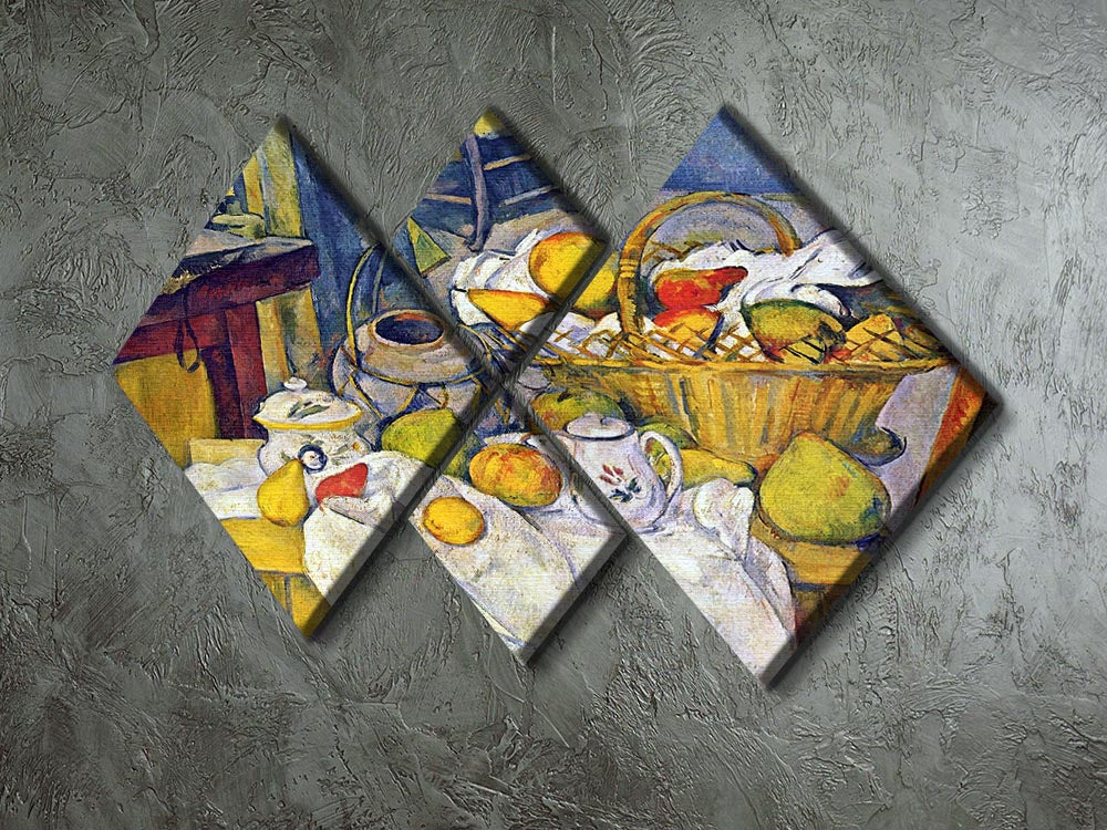 Still Life with Fruit Basket by Cezanne 4 Square Multi Panel Canvas - Canvas Art Rocks - 2