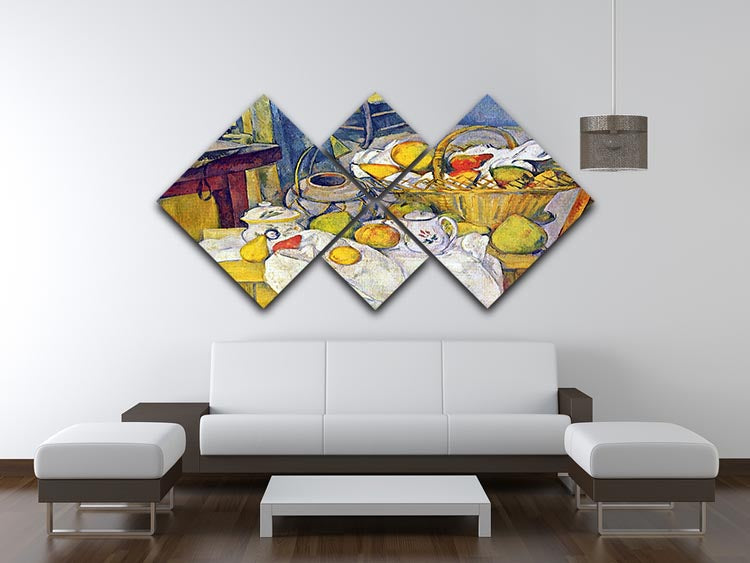Still Life with Fruit Basket by Cezanne 4 Square Multi Panel Canvas - Canvas Art Rocks - 3