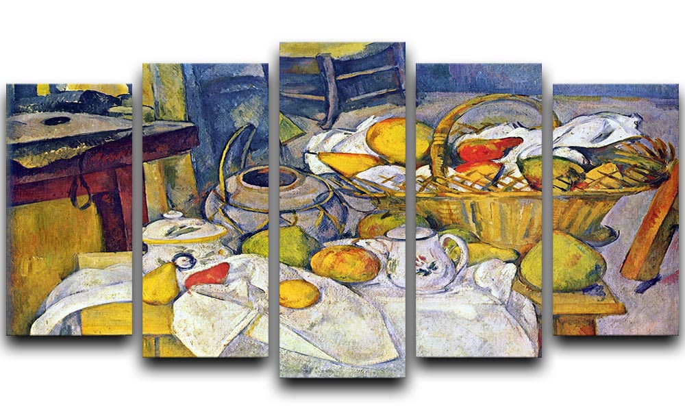 Still Life with Fruit Basket by Cezanne 5 Split Panel Canvas - Canvas Art Rocks - 1