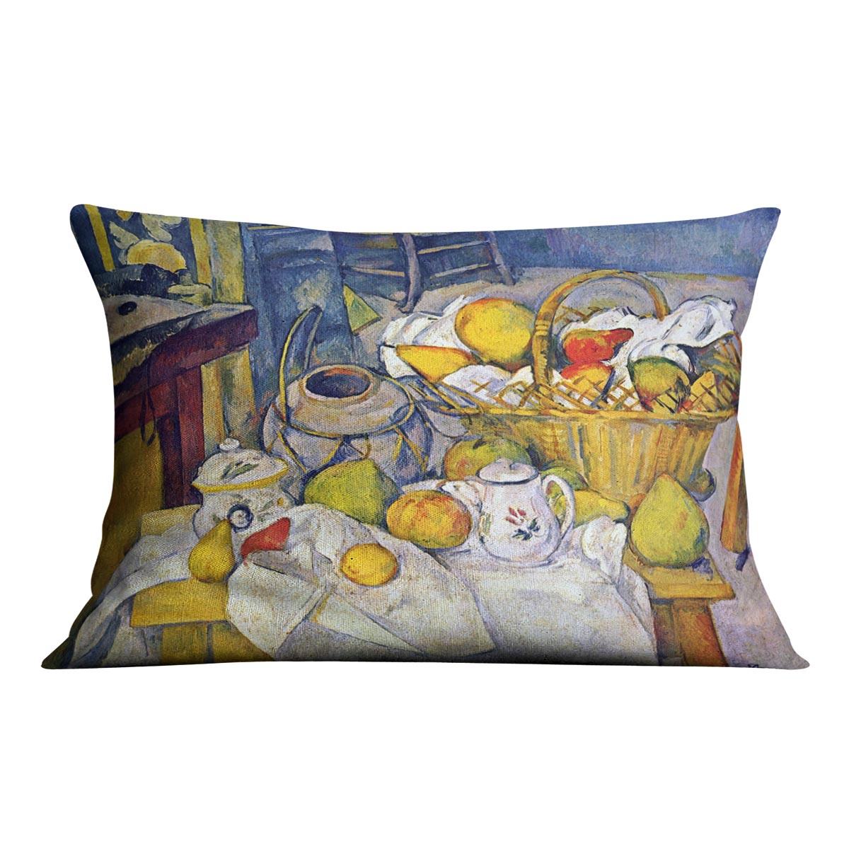 Still Life with Fruit Basket by Cezanne Cushion - Canvas Art Rocks - 4