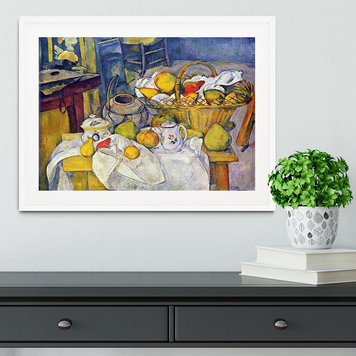 Still Life with Fruit Basket by Cezanne Framed Print - Canvas Art Rocks - 5