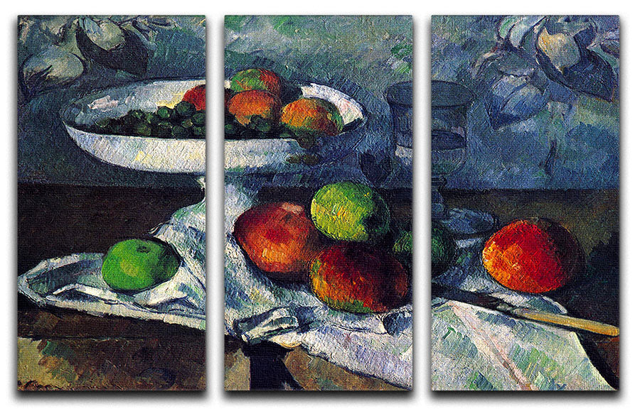 Still Life with Fruit Bowl by Cezanne 3 Split Panel Canvas Print - Canvas Art Rocks - 1