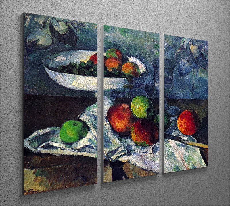 Still Life with Fruit Bowl by Cezanne 3 Split Panel Canvas Print - Canvas Art Rocks - 2