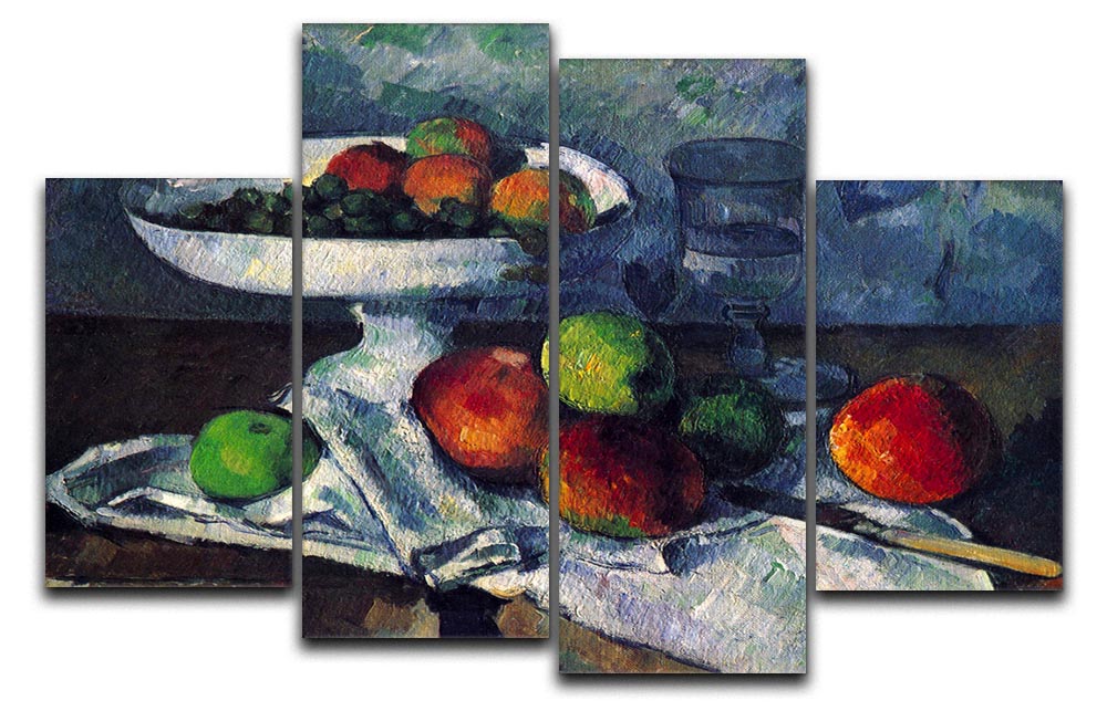 Still Life with Fruit Bowl by Cezanne 4 Split Panel Canvas - Canvas Art Rocks - 1