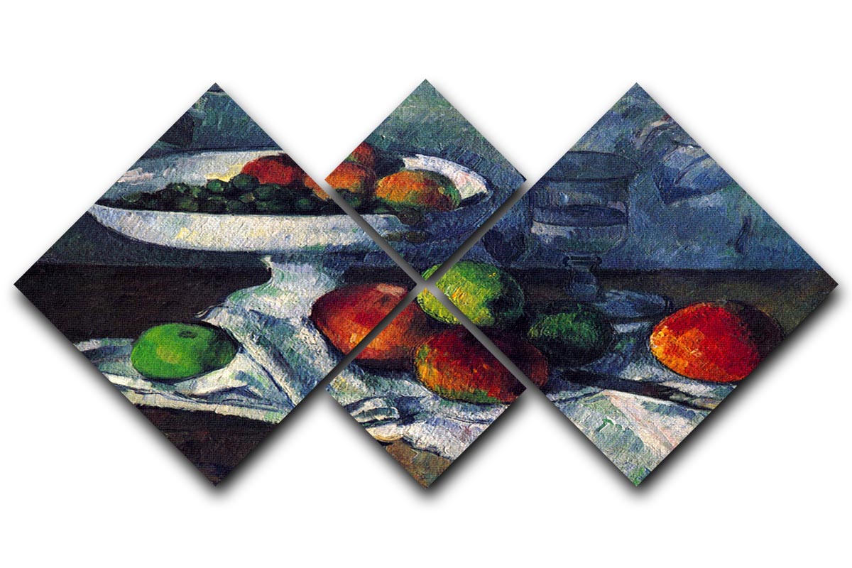 Still Life with Fruit Bowl by Cezanne 4 Square Multi Panel Canvas - Canvas Art Rocks - 1