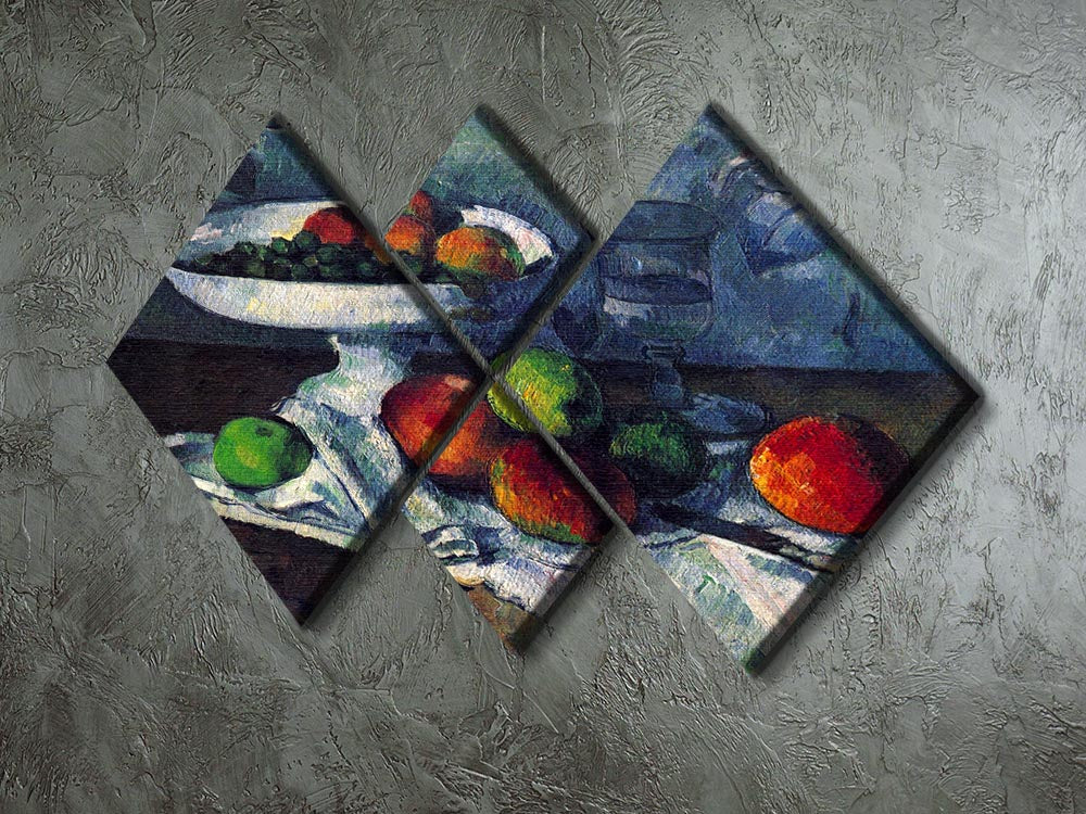 Still Life with Fruit Bowl by Cezanne 4 Square Multi Panel Canvas - Canvas Art Rocks - 2