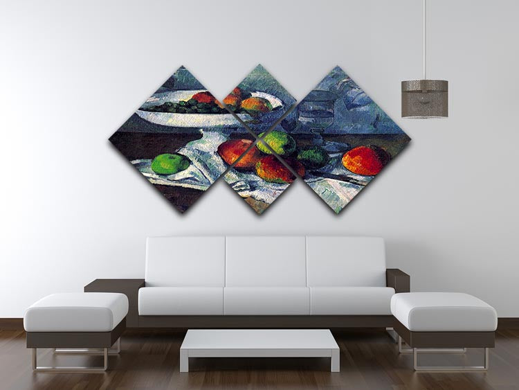 Still Life with Fruit Bowl by Cezanne 4 Square Multi Panel Canvas - Canvas Art Rocks - 3