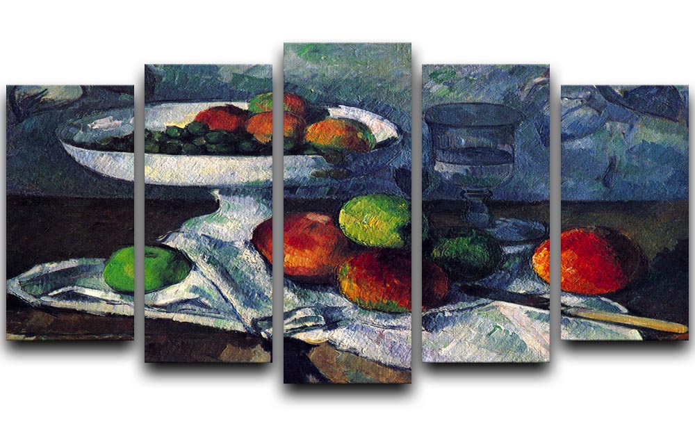 Still Life with Fruit Bowl by Cezanne 5 Split Panel Canvas - Canvas Art Rocks - 1