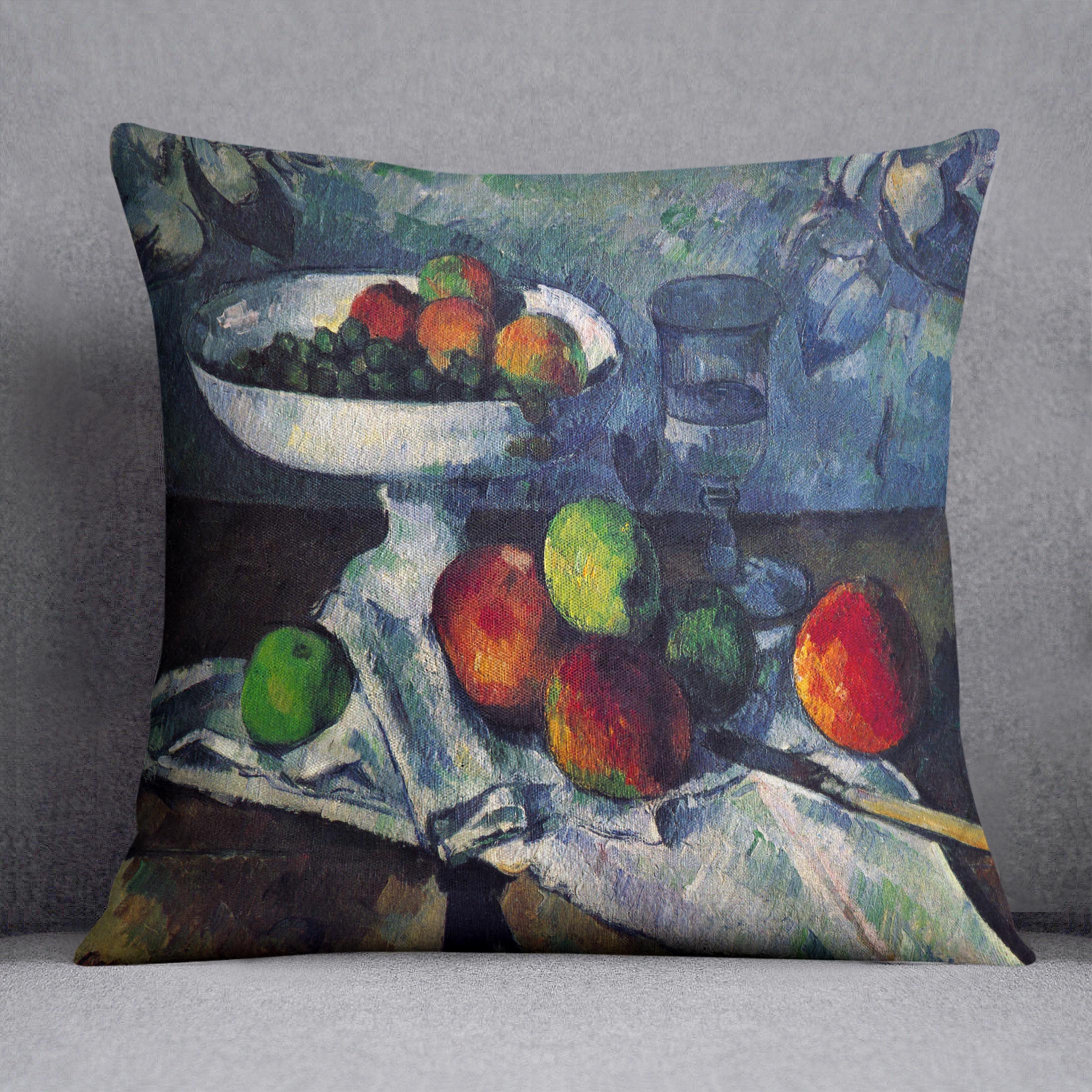 Still Life with Fruit Bowl by Cezanne Cushion - Canvas Art Rocks - 1